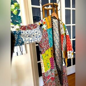 Funky kaftan with pockets. Reversible cotton.